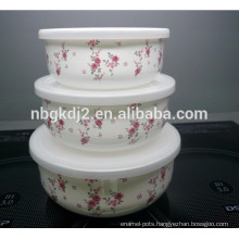 best selling items 3 pcs soup bowl with plastic lid and full decal